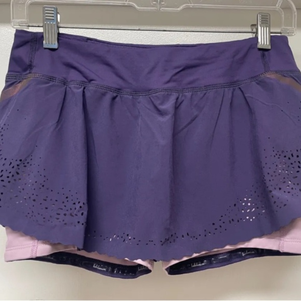 Lululemon Athletica Purple Mini Skirt Set with Cut Out Design